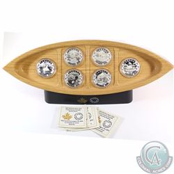 2015 Canada $10 Canoe Across Canada 6-Coin Set with Deluxe (Canoe Shaped) Wooden Box (TAX Exempt). Y