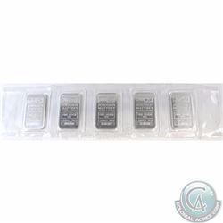 Strip of 5x Johnson Matthey 1oz Fine Silver Bars (Tax Exempt) 5pcs