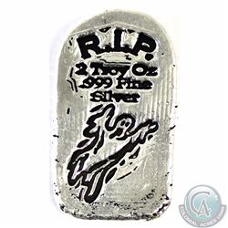 Scarce! Monarch RIP 2oz Fine Silver Tombstone Bar (Tax Exempt) Serial # 192