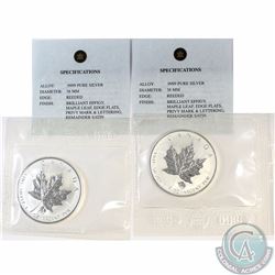 Pair of 2004 Canada $5 Gemini & Taurus Privy 1oz .9999 Fine Silver Maple Leafs (TAX Exempt). Both co