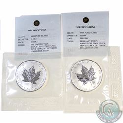 Pair of 2004 Canada $5 Leo & Virgo Privy 1oz .9999 Fine Silver Maple Leaf (TAX Exempt). Both coins c