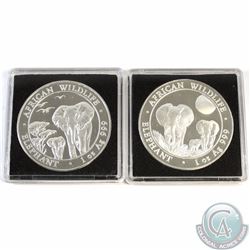 Pair of 2014 & 2015 Somalia 1oz Fine Silver Elephants (Tax Exempt) 2pcs