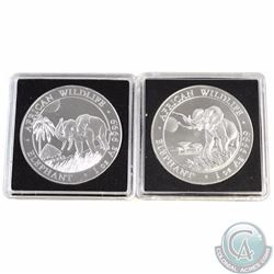 Pair of 2016 & 2017 Somalia 1oz Fine Silver Elephants (Tax Exempt) 2pcs. May contain faint spots