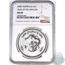 2000 Australia $1 Year of the Dragon NGC Certified MS69 (Tax Exempt)
