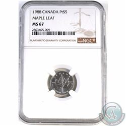 1988 Canada $5 Platinum Maple Leaf NGC Certified MS67 (Tax Exempt)
