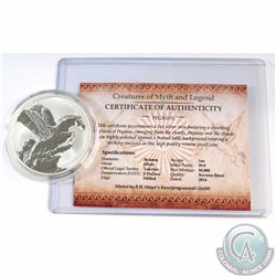 2014 Tokelau $5 Creature of Myth and Legend - Pegasus 1oz Fine Silver Coin (Tax Exempt). Coin comes 