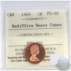 1-cent Canada 1969 ICCS Certified PL-66 Red Ultra Heavy Cameo