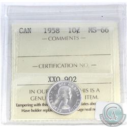 10-cent Canada 1958 ICCS Certified MS-66