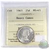 Image 1 : 25-cent Canada 1963 ICCS Certified MS-65 Heavy Cameo