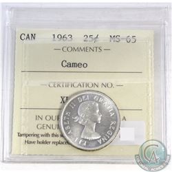 25-cent Canada 1963 ICCS Certified MS-65 Cameo