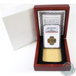 2007 USA $1 John Adams Missing Edge Lettering Error Coin NGC Certified MS-64 in Wooden Display Box w