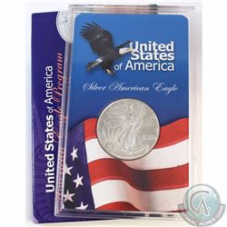 1996 USA American Eagle Program 1oz .999 Fine Silver Eagle in Hard Plastic Holder and Outer Sleeve (