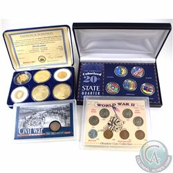 Lot of 4x USA Commemorative Coin Sets. You will receive 1999 5-coin Colourized State Quarter Set, 6-