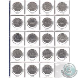 Lot of 19x Canada Nickel $1 Dated 1968-1986 in Plastic 20-Pocket Page. 19pcs