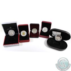 Lot of 5x 2013 Canada RCM Fine Silver Coins in Miscellaneous RCM Display Boxes. You will receive $10