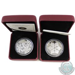 2012 Canada $20 Holiday Snowflake with Crystal & 2012 Canada $20 Holiday Snowstorm Fine Silver Coins