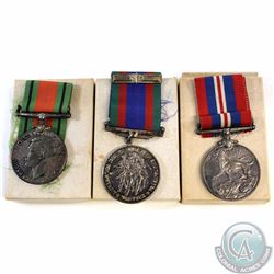 Lot of 3x Canada World War II Sterling Silver Medals with Ribbons Still Attached and in Original Box