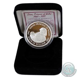 1961-1997 Republic of Liberia $20 Diana Princess of Wales Birth of William 1oz .999 Fine Silver Coin