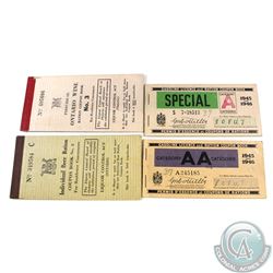 Lot of 4x 1946-1946 Canadian Licence and Ration Coupon Books. You will receive Category AA Gasoline 