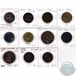 Estate Lot of 11x Various Canadian Bank Tokens from Lower Canada, Upper Canada, Bank of Montreal Dat