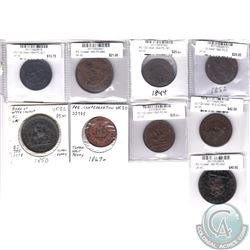 Estate Lot of 9x Various Canadian Half Penny and Penny Bank Tokens from Upper Canada, Bank of Montre