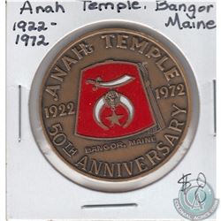 1922-1972 Anah Temple Bangor, Maine 50th Anniversary Shriner Bronze Medallion. 35mm
