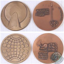 2x State of Israel "Science in the Service of Peace" & "Diamonds-Israel 's Sparkling Export" Medalli