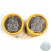 Image 1 : 2008 & 2009 Canada 50-cent Original Rolls of 25pcs (Writing on rolls and 2008 roll is torn). 2pcs