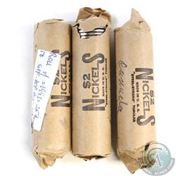 Estate Lot of 3x 1960 Canada BU 5-cent Paper Rolls of 40pcs (Rolls are torn or tattered). 3pcs