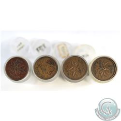 Estate Lot of Canada 1-cent in Plastic Tubes Dated 1944, 1939, 1952 & 1951. 4 rolls