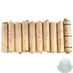 Estate Lot of 10x 1954 Canada 1-cent Paper Rolls. 10pcs
