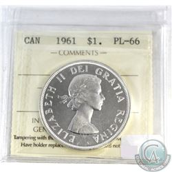 Silver $1 Canada 1961 ICCS Certified PL-66