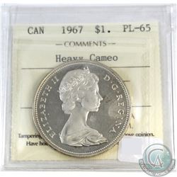 Silver $1 Canada 1967 ICCS Certified PL-65 Heavy Cameo