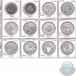 Mixed Page of 12x Canada Commemorative Nickel and Silver Dollars Dated 1968-1983 in Specimen and Pro