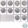 Image 2 : Mixed Page of 10x Canada Commemorative Specimen and Proof Silver Dollars Dated 1971-1989 (Coins are 