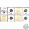 Image 1 : Mixed Page of 4x Canada 25-cent Dated 1986-1989 ICCS/CMG Certified MS-64, MS-66 Numismatic BU & MS-6