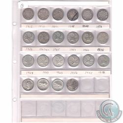 Estate Lot of 22x Canada Silver 25-cent Dated 1872-1969 in Plastic Page. Most of the coins have a gr