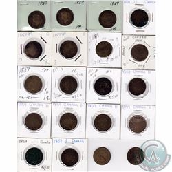 Estate Lot of 20x 1859 Canada Large Cents. 20pcs