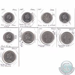 Estate Lot of 9x Canada Error Coins Dated 1969-1976. You will receive 5x 50-cent & 4x Nickel $1. 9pc