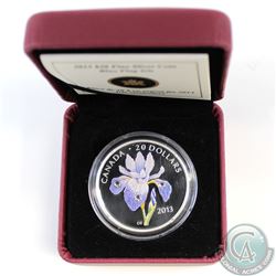 2013 Canada $20 Swarovski Crystals Blue Flag Iris Fine Silver Coin (Missing outer sleeve & capsule l