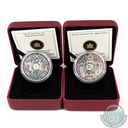 2012 Canada $15 Maple of Good Fortune & 2013 $15 Maple of Peace Fine Silver Hologram Coins (Missing 