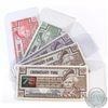 Image 1 : 5 x 75th Anniversary Canadian Tire Bills from 1996. Denominations include 5c, 10c, 25c and 2 x 50c. 