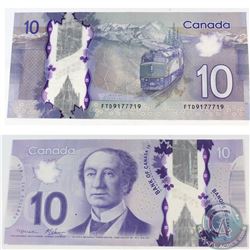 2013 3 Digit Radar $10 note, Serial Number FTD9177719.