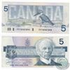 Image 1 : 1986 $5 Note with Radar/Wave Serial Number FPY8987898