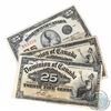 Image 1 : 3 x 25c Notes from the Dominion of Canada, 2 x 1900 and 1 x 1923. 3 Pieces in total. 3pcs