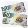Image 1 : 2 x 2004 $20 Radar Notes with Serial Numbers ARM8069608 and EYL9080809. 2pcs.