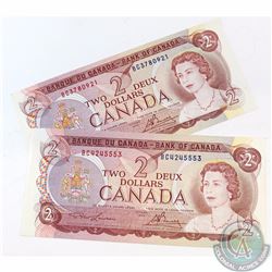 Pair of 1974 $2 Notes with BC Prefix, Original Tint. 2pcs