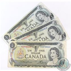 3 x 1973 $1 Notes with Scarce Prefix PA. 3pcs