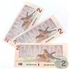 Image 1 : 1986 4 Digit Radar $2 Note with Serial Number CBI0579750 with both bookend notes. 3 pieces, one Rada