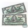 Image 1 : 2 x 1937 $1 Notes with Coyne-Towers Signatures and Consecutive Serial Numbers. 2pcs